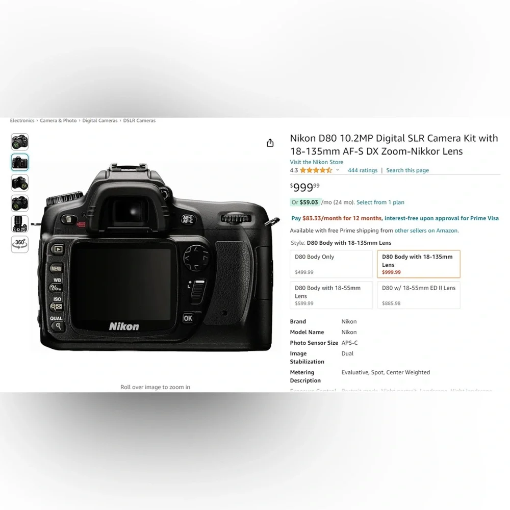 Nikon D80 Camera with 18-135mm
